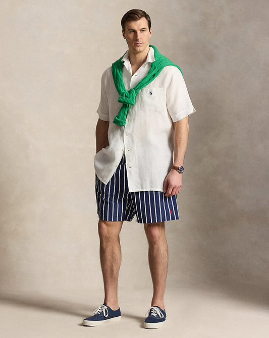 Traveller Classic Fit Swimming Trunks Navy Vertical Wide Stripe